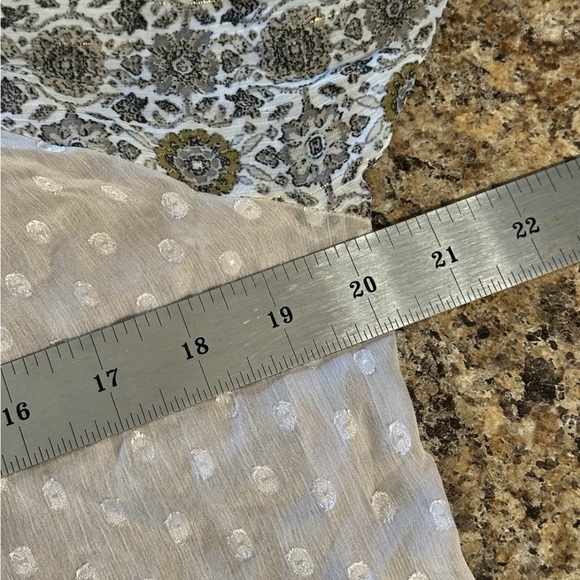 Roz Ali Boho Womens Long Sleeve Sheer Geometric Pattern Blouse Tie Neck Size Med - Picture 8 of 14